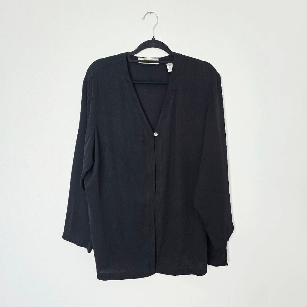 Valerie Stevens II Silk Top Womens 16W Long Sleeve V-Neck Button Front Blouse St